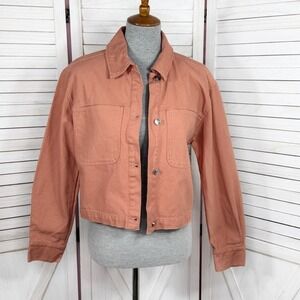 Nine West Denim Cropped‎ Trucker Jacket Burnt Orange Small